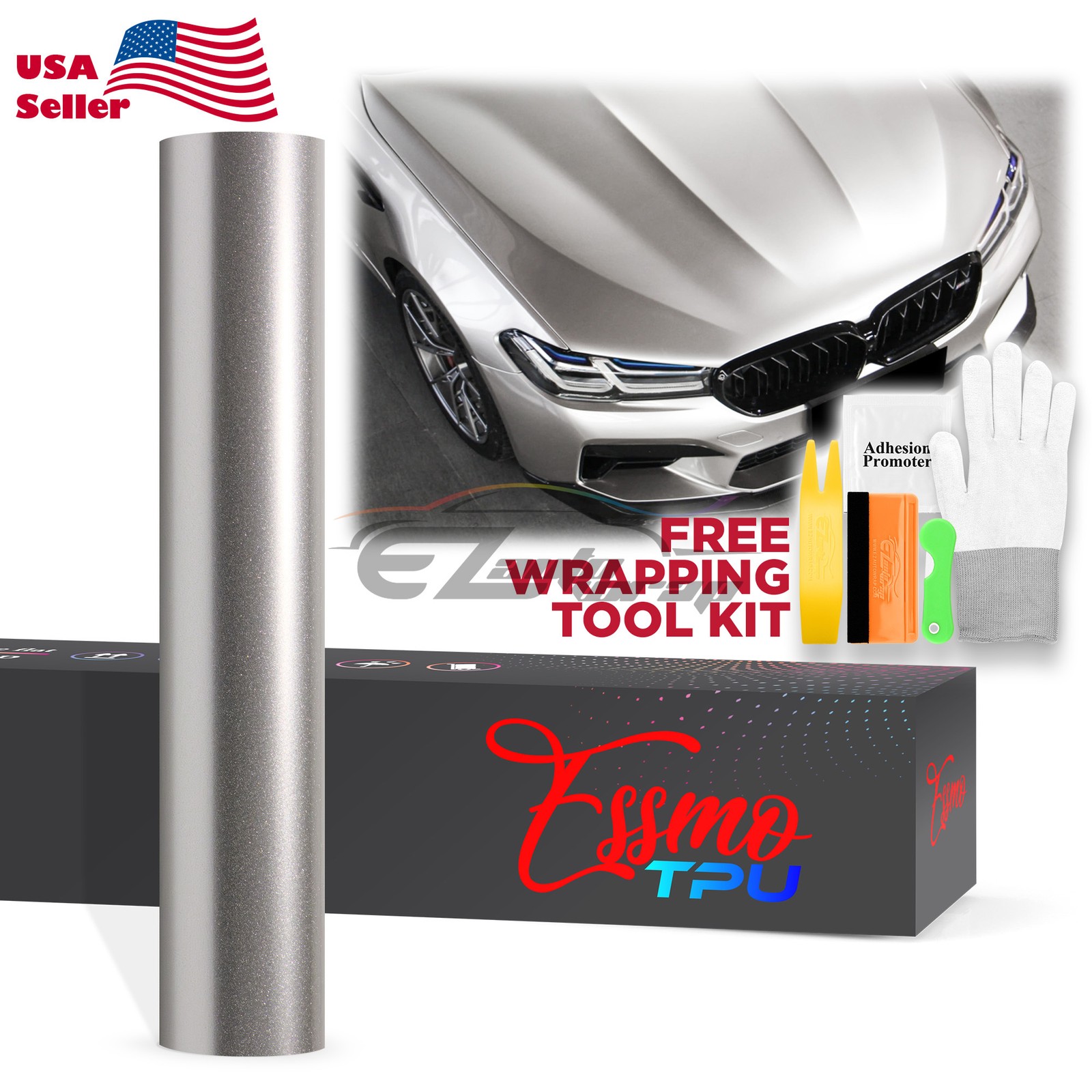 Gloss Metallic Platinum Silver PPF TPU Paint Protection Film Dry Wet Vinyl Wrap
