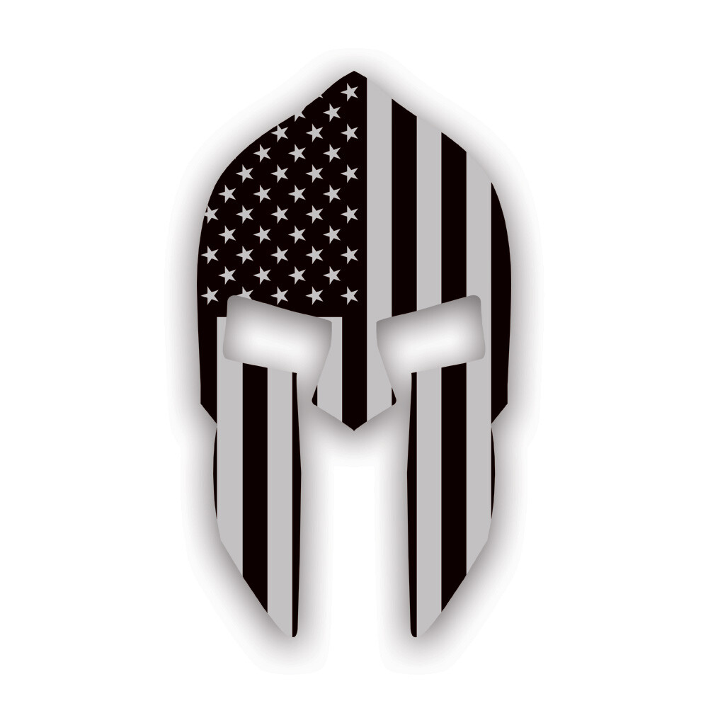 Subdued American Flag Spartan Helmet Sticker Decal – Weatherproof – molon labe