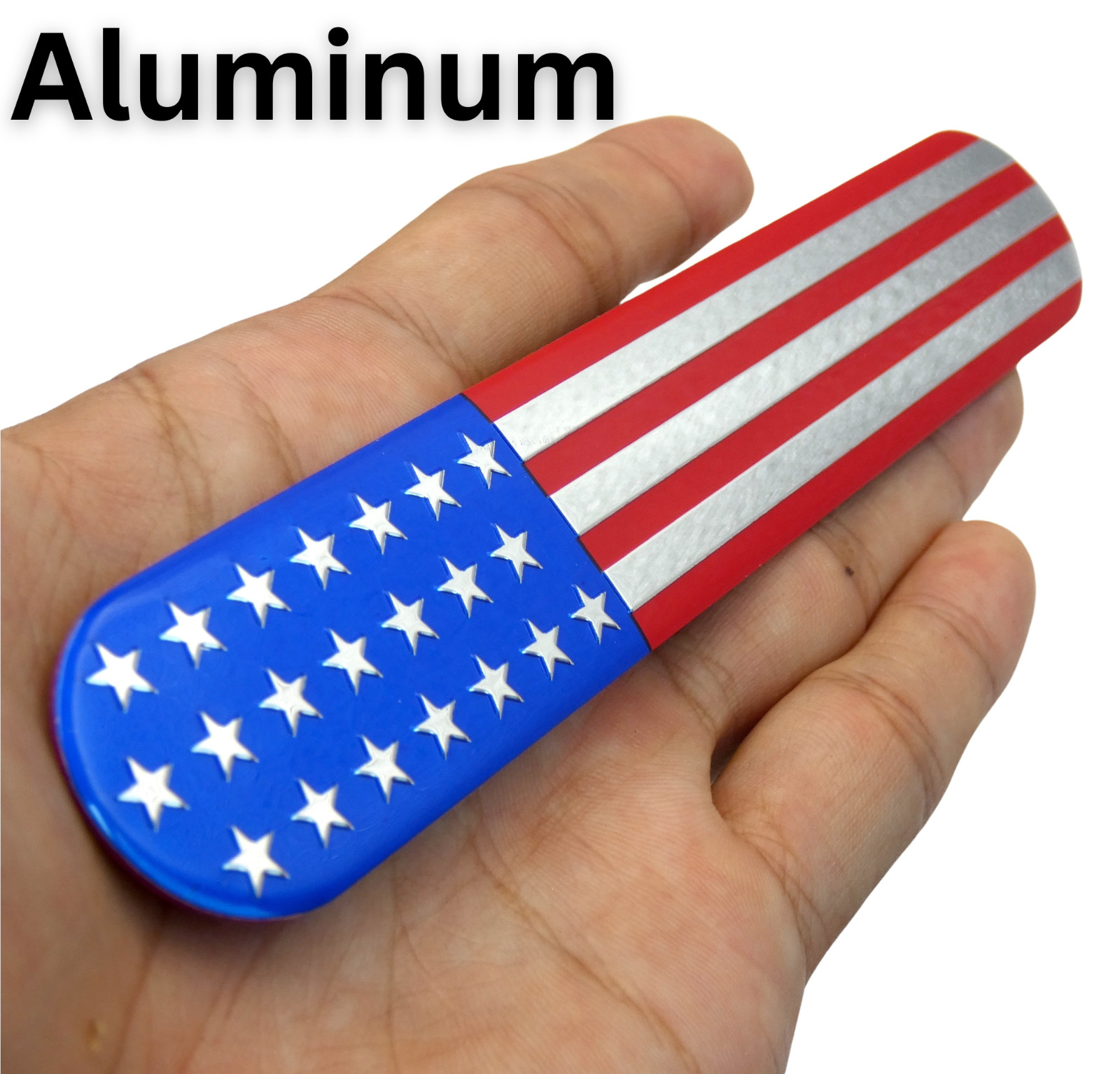 ALUMINUM American Flag Decal Sticker Car, Motorcycle, Patriotic 6″ x 1″