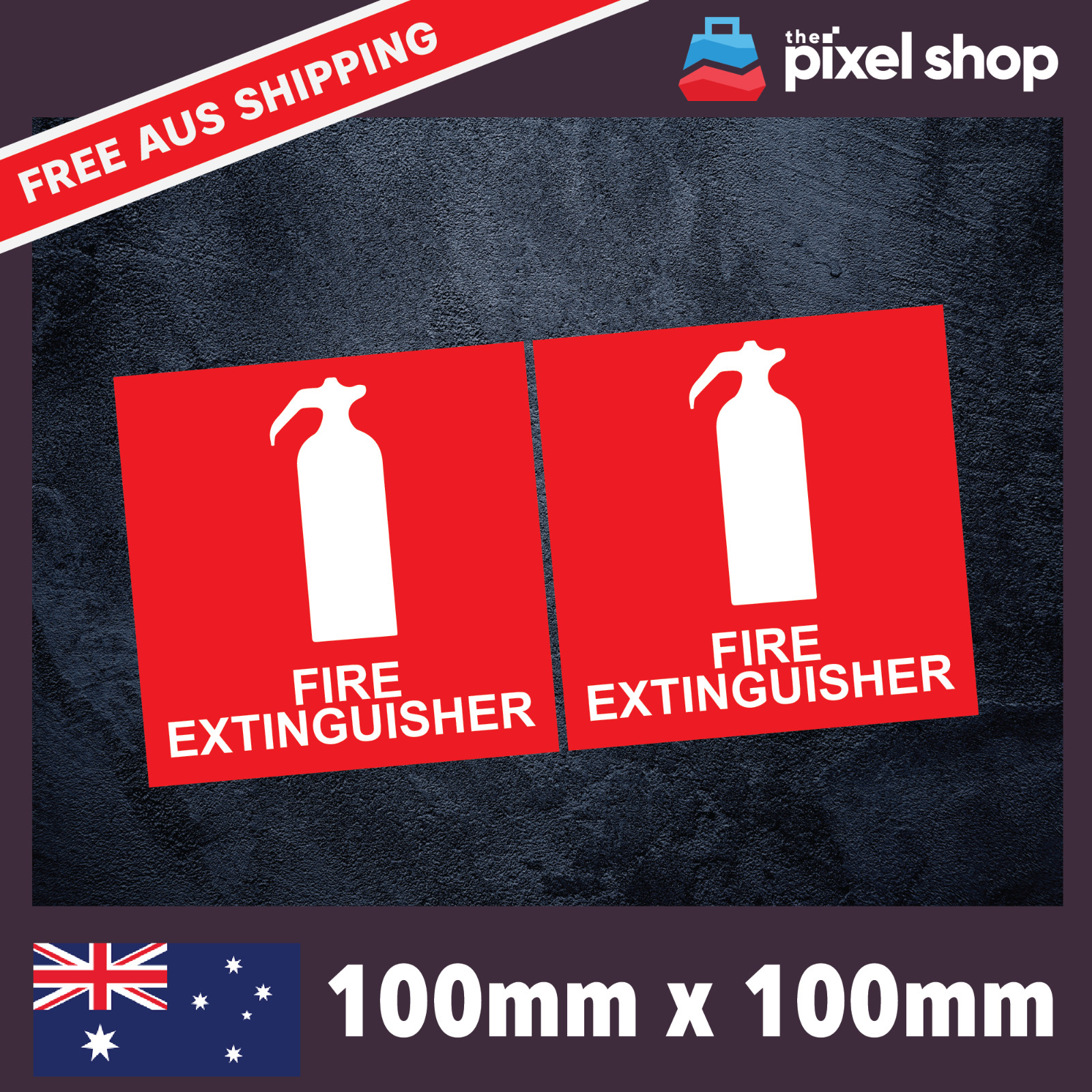 2x Fire Extinguisher Sticker 100mm x 100mm – Safety Decals First Aid Response