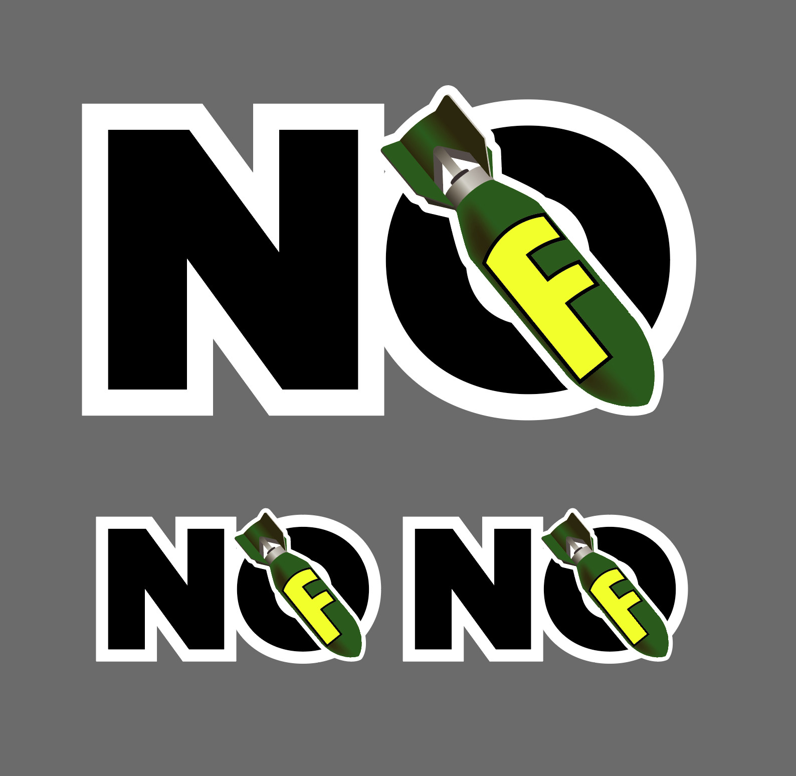 NO F Bombs Green Decal Sticker Window Bumper Drift JDM Funny Vinyl Bombs 4″