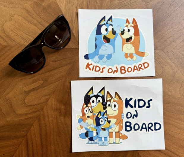Bluey “Kids On Board” Car Stickers – Set of 2 | PVC Vinyl