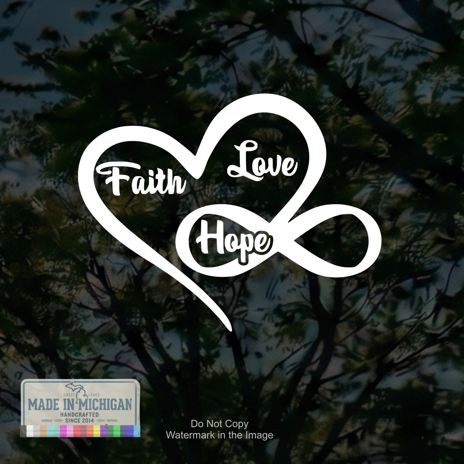 Faith Hope Love Heart Infinity Vinyl Decal Sticker Car Window Laptop Christian