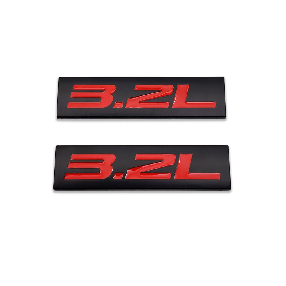 2x Black&Red 1.5-7.3L Emblem Logo Side Badge Metal Sticker V6 Sport Turbo