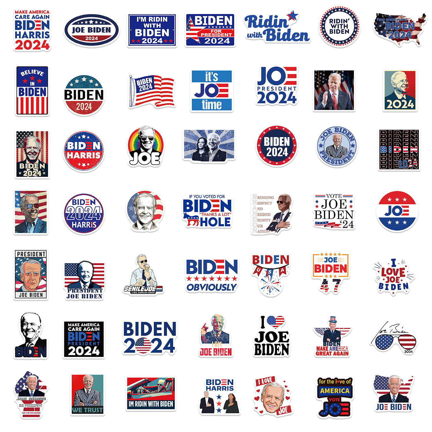 50 PCS Pack Joe Biden Stickers Decal 2024 President Election Campaign Supplies