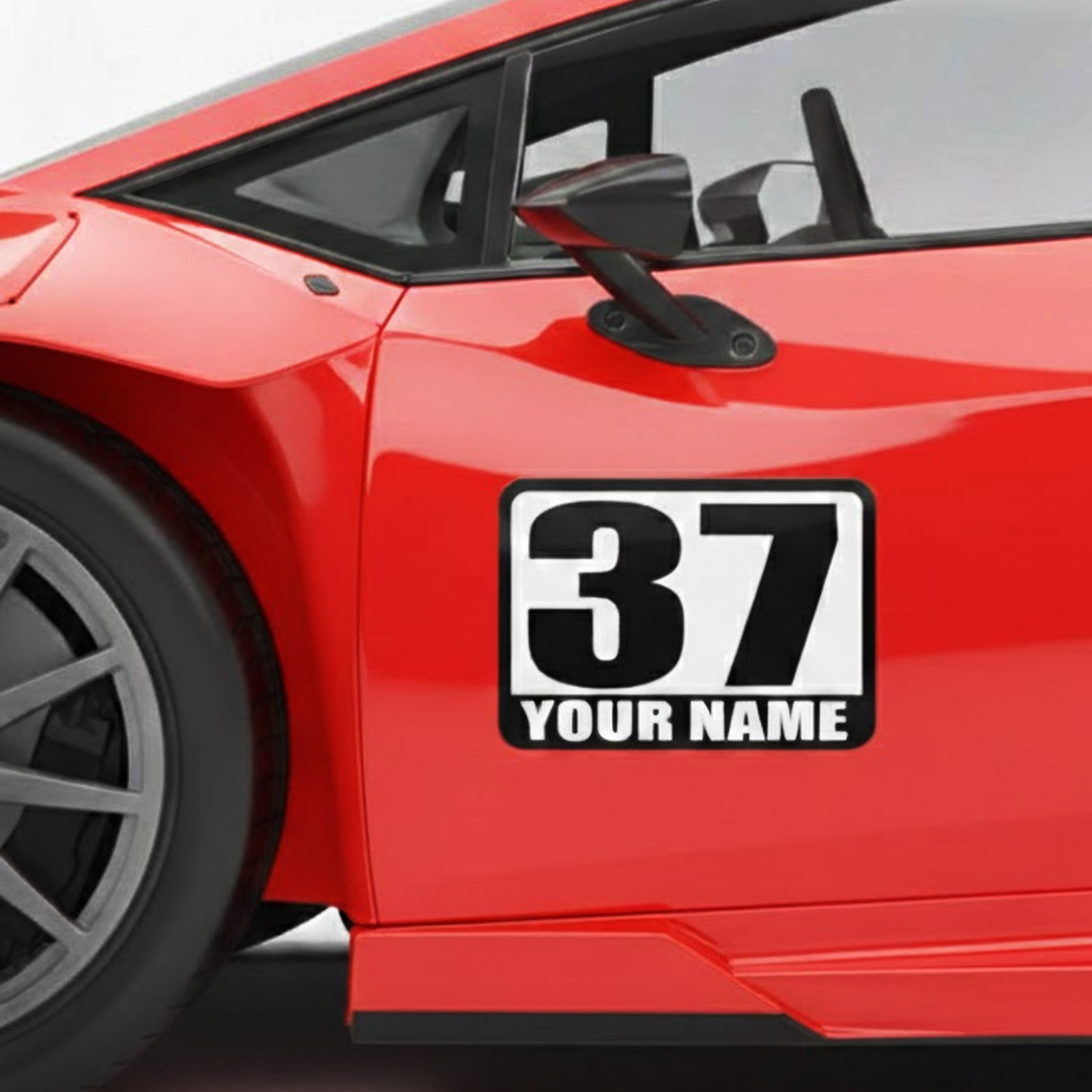2x Racing Autocross Track Day Any Numbers Sticker Custom Car Door Name Vinyl UV