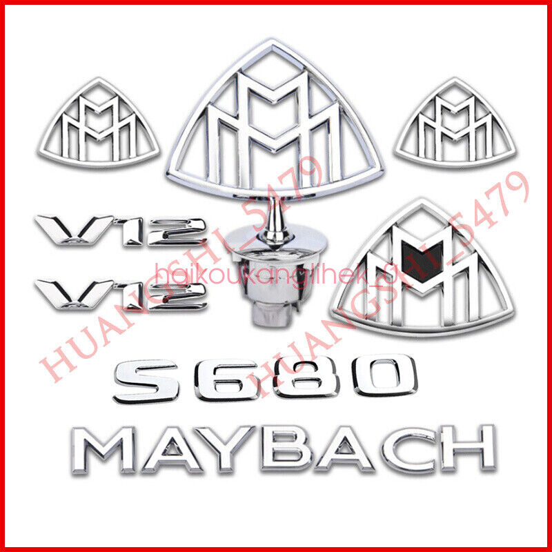 8pcs Chrome MAYBACH Front & Side & Trunk Emblem Badge Set for S680