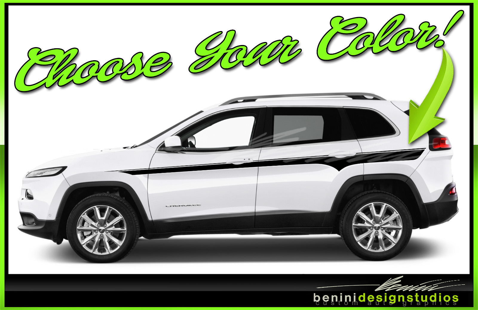 Side Stripe Graphic Vinyl Decals – FITS 2014 2015 2016 2017 Jeep Cherokee