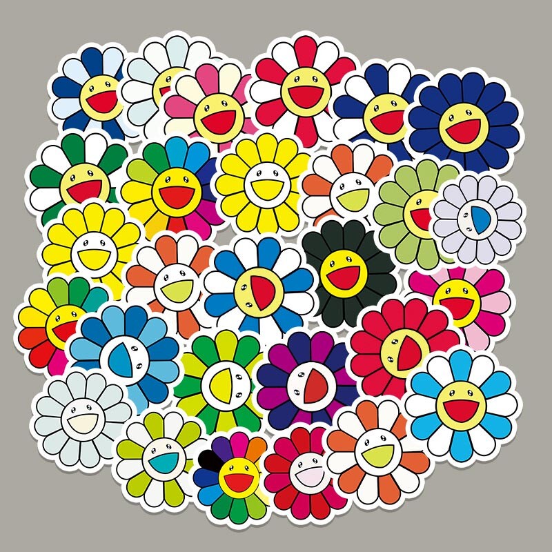 50 Pack Sticker Bomb Takashi Murakami Flower Rainbow Skateboard Laptop Decals