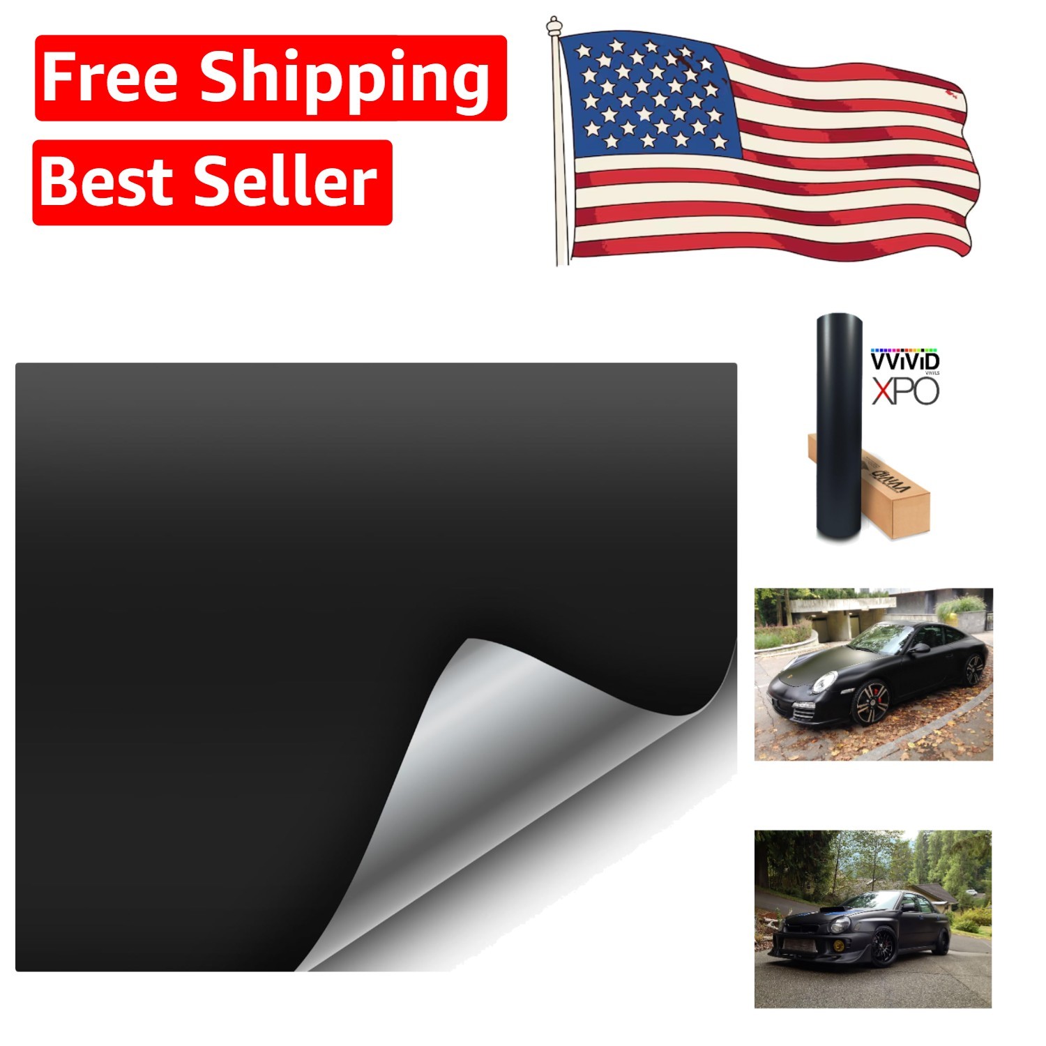Durable 1ft x 5ft Matte Black Vinyl Wrap – Perfect for DIY Automotive Projects