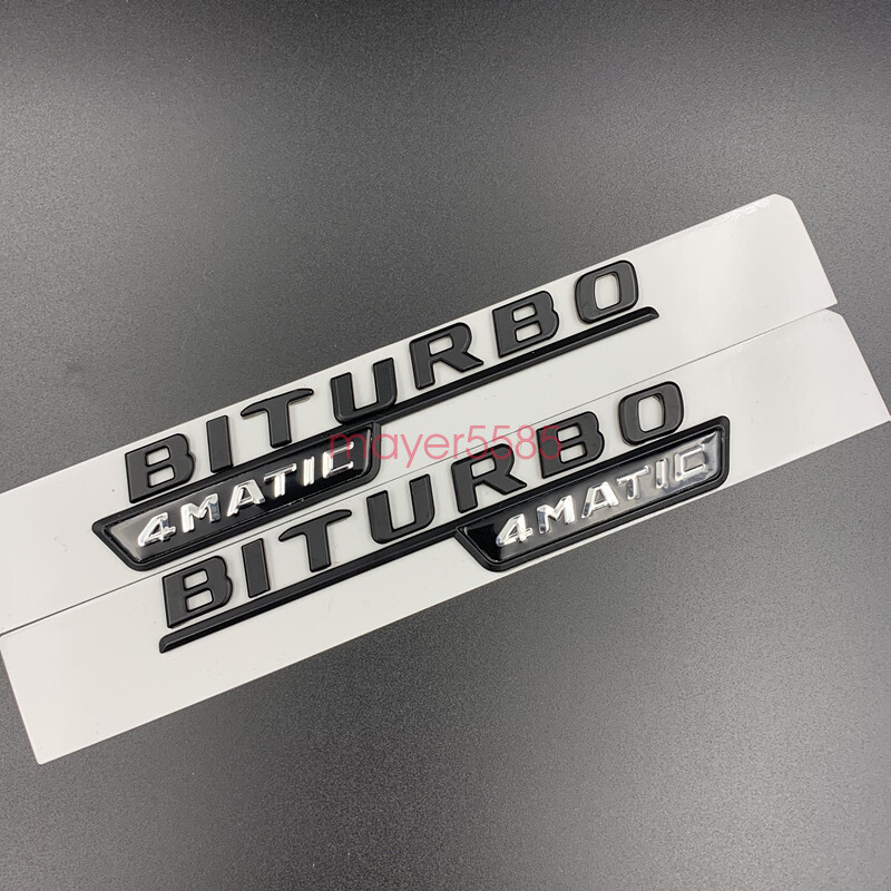 Matte black E43 AMG BITURBO 4MATIC Trunk Emblem Badge Sticker For Mercedes Benz