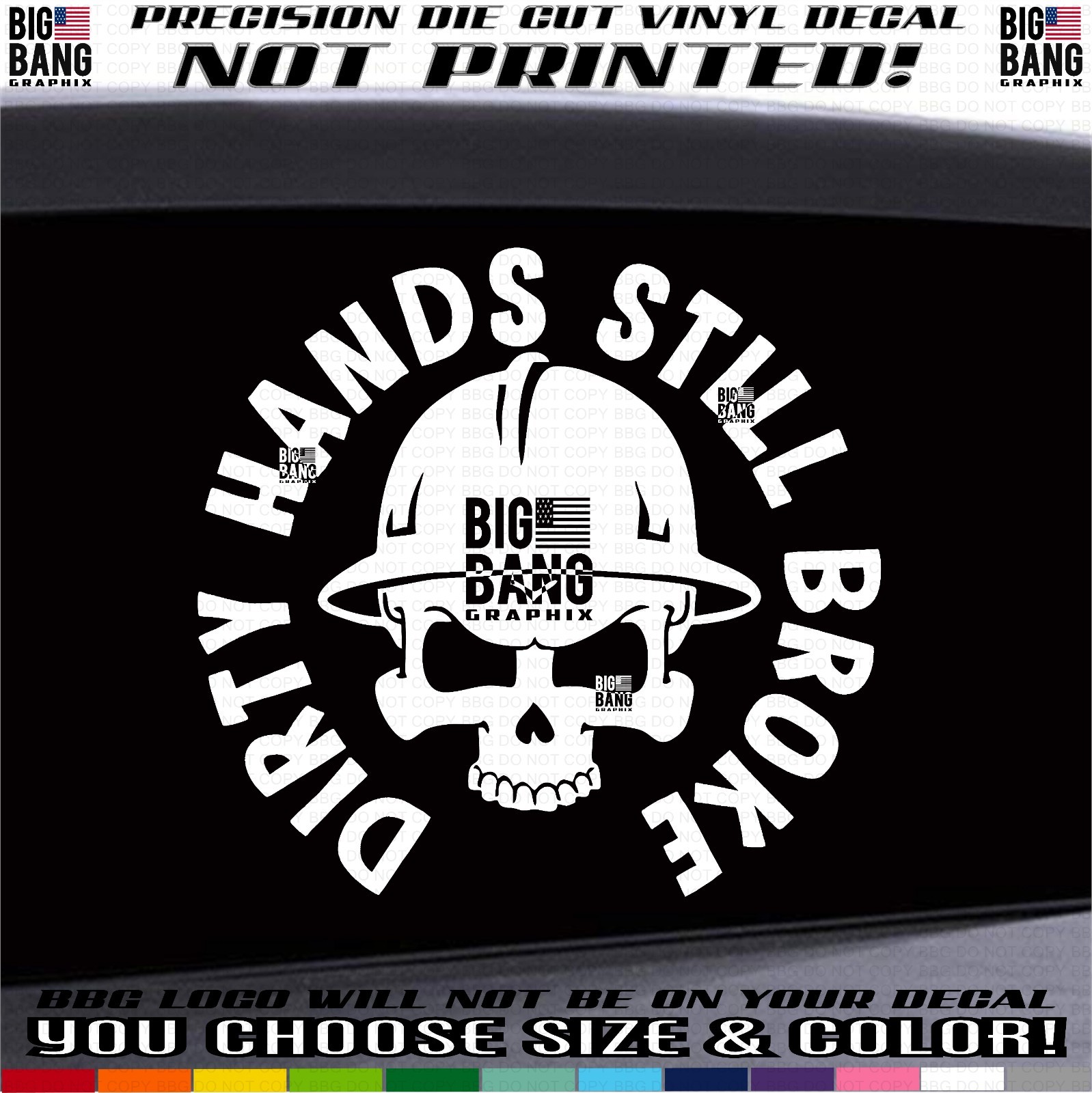 Tradesman Skull Vinyl Decal Sticker Die Cut SUV Car Truck Hardhat Badass Trades