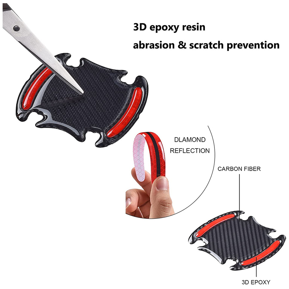 8 Pcs Reflective Car Door Handle Sticker Anti-scratch Guard Warn Decal Strip US