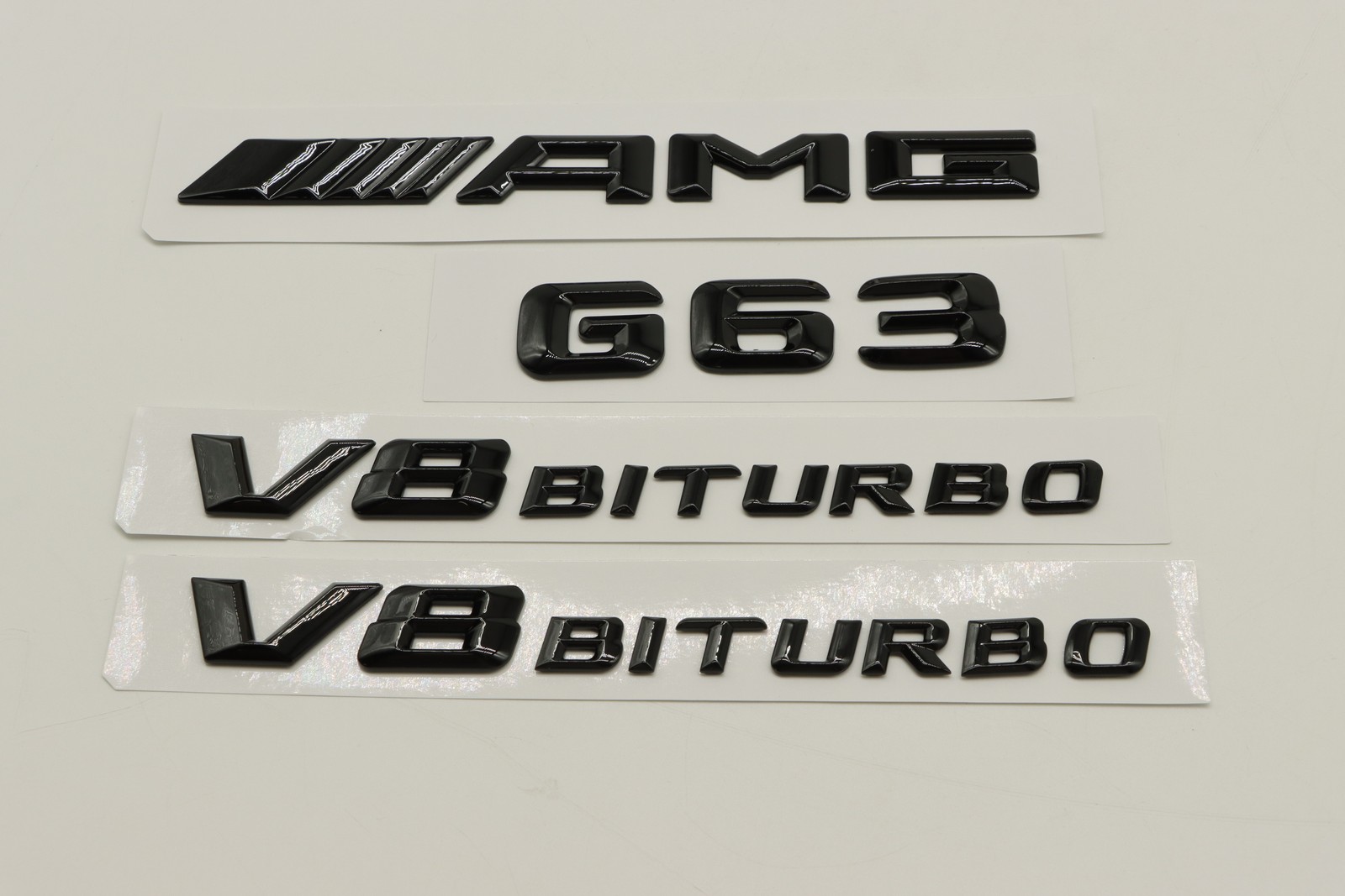 4Pcs Gloss Black 3D Emblems for AMG G63 V8 Biturbo Side Rear Badges