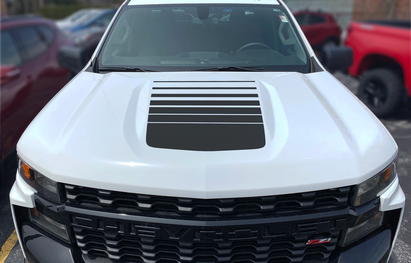 2019 20 21 22 23 24 Chevy Silverado 1500 Gloss Black Center Hood Decal Graphic