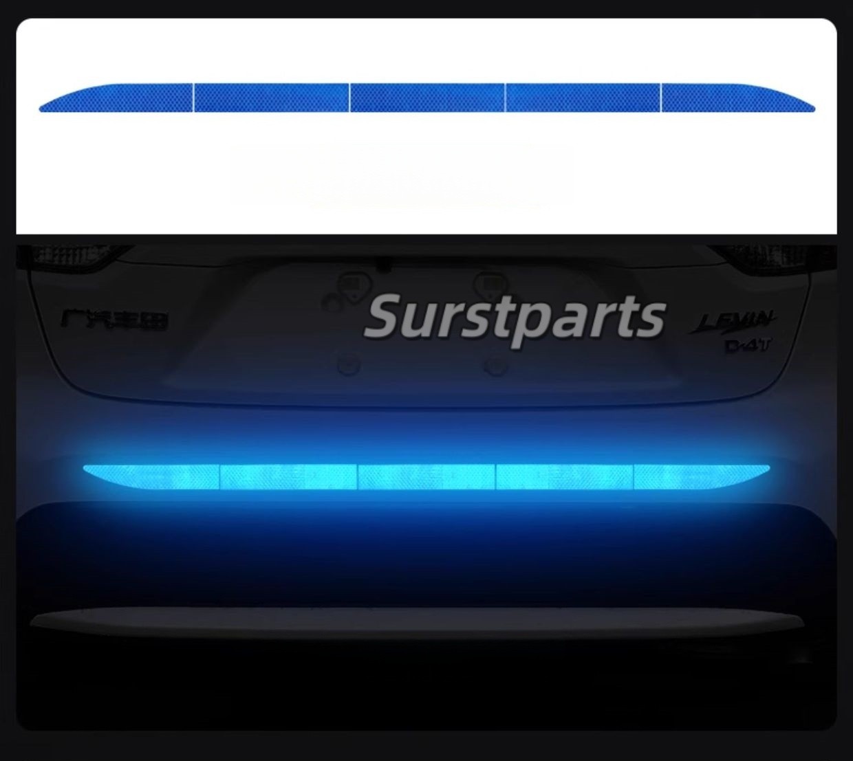 Blue Car Auto Trunk Reflective Warning Sticker Rear Bumper Safety Strip Decal