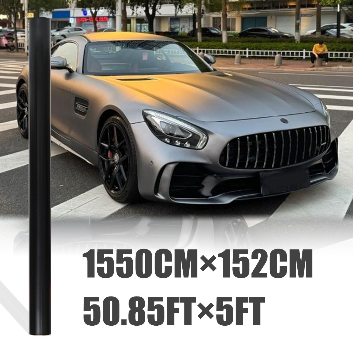 5FTx50FT PET AMG Mountain Gray Vinyl Wrap Scratch Resistant Self Adhesive