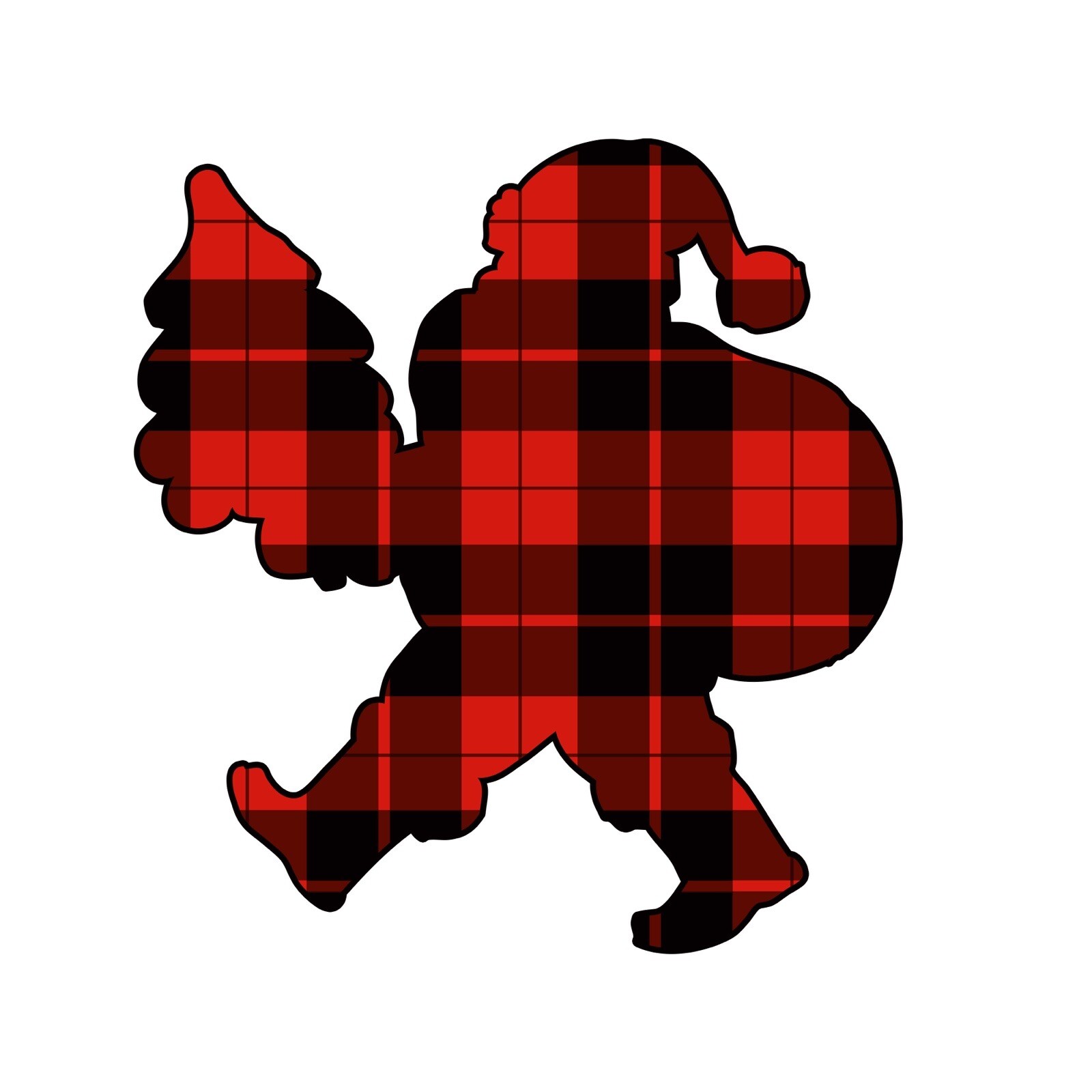 4” Buffalo Plaid Sticker Santa Tree Red Black Holiday Christmas Decor Winter