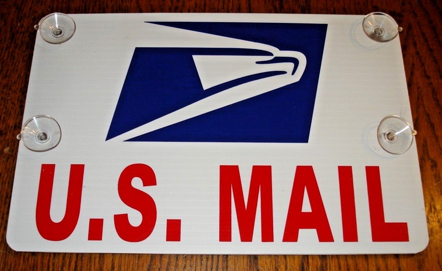 (1) U.S. MAIL Plastic Window Sign with Suction Cups USPS – 8″ X 12″ 25% OFF 3!
