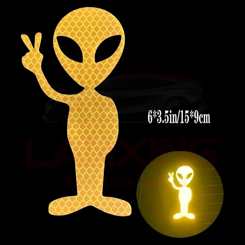 1pcs Alien Shaped Strong Reflective Sticker Vinyl Decals For Car Laptops Luggage