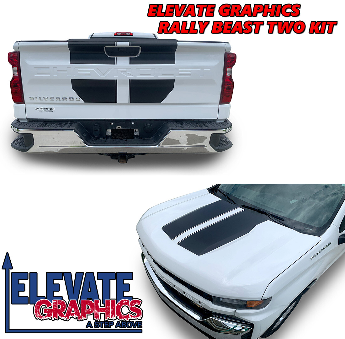 Fits Chevy Silverado Rally Beast Two Graphics Vinyl Stripes 3M Decals 2019-2023
