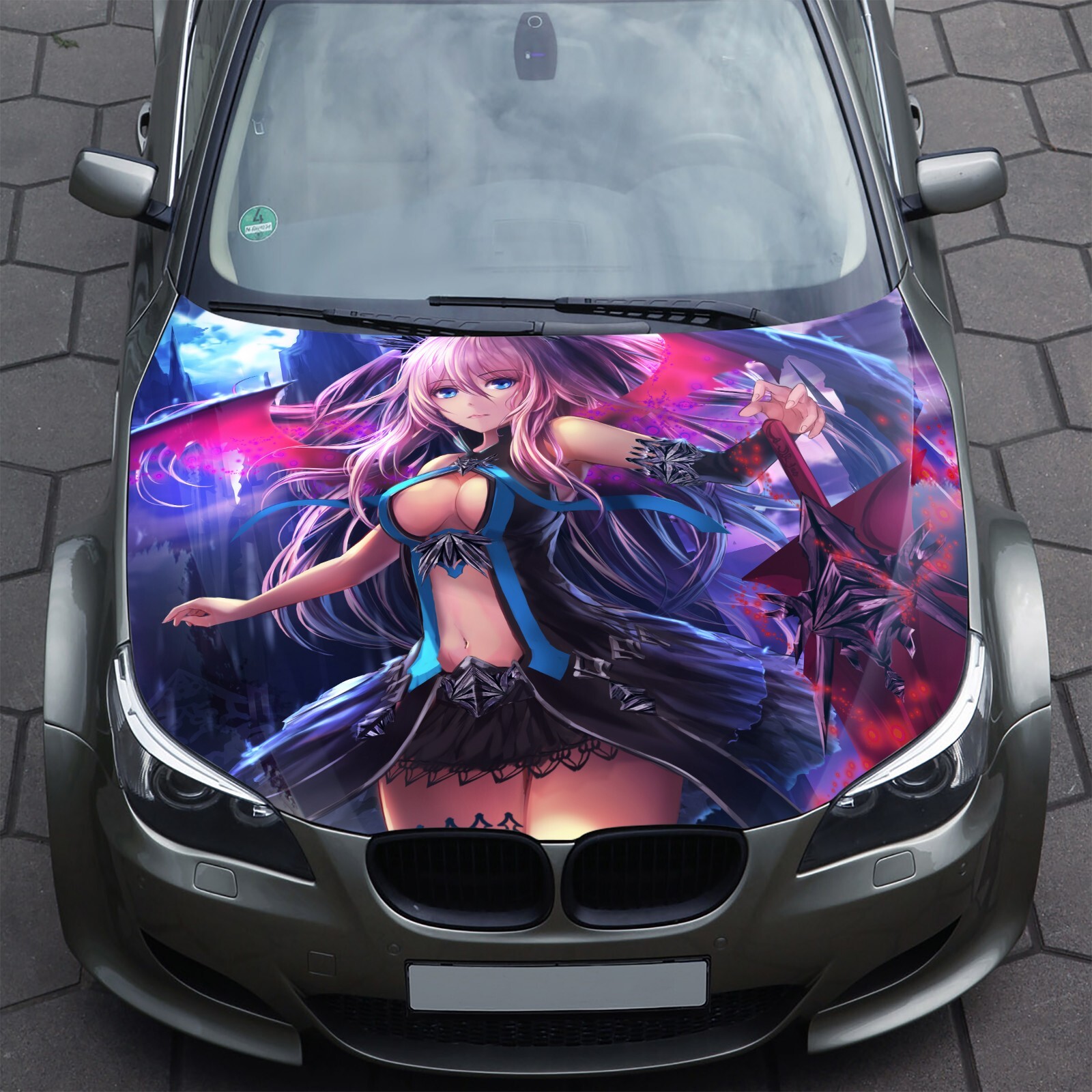 Anime Demon Girl Car Hood Wrap Decal Vinyl Sticker Color Graphic Fit Any Car