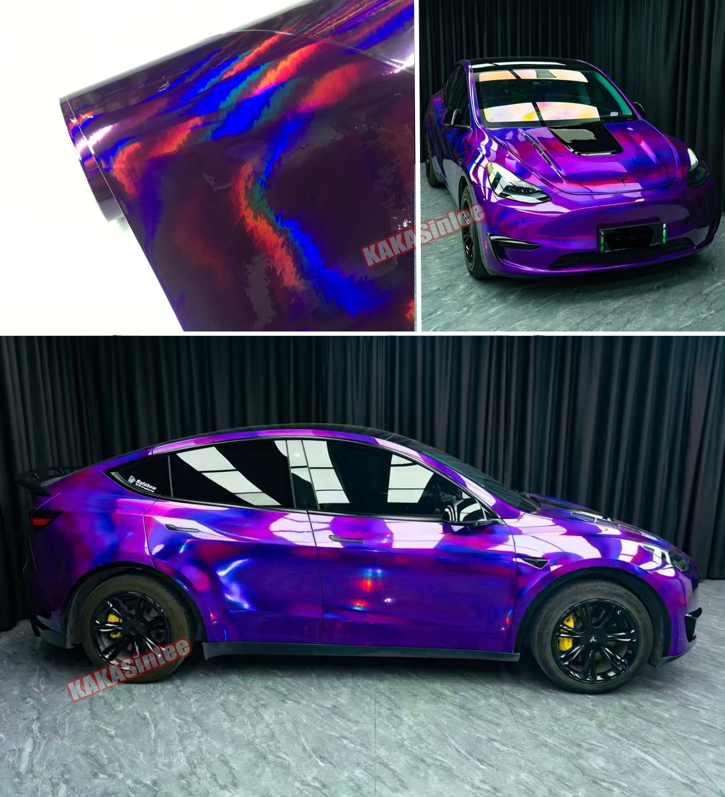 50FT PUR Holographic Laser Chrome Glitter Whole Car Vinyl Wrap Holo Sticker US