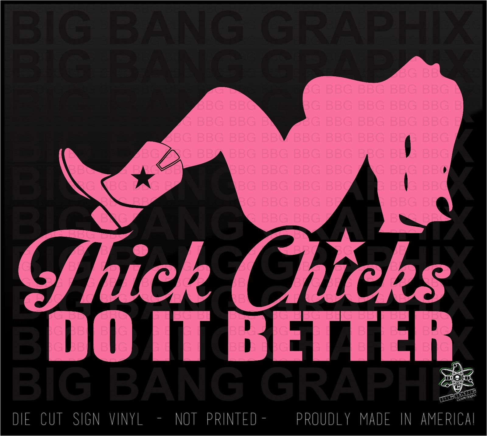THICK CHICK decal Sticker COWGIRL Window I love Sexy Fat Girls Cowboy Boots Phat