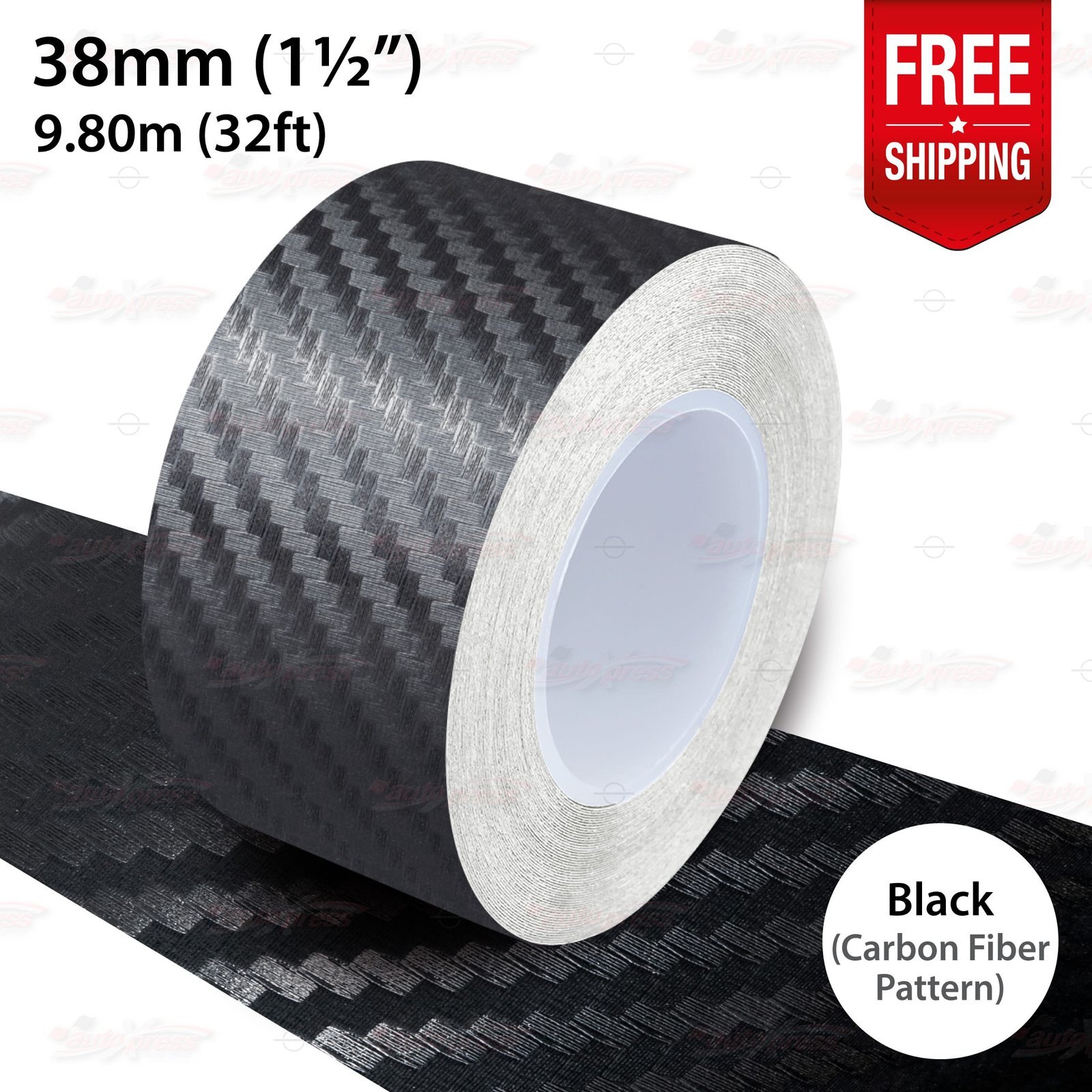 CARBON FIBER BLACK 1.5″ 38mm PIN STRIPE Car Striping TAPE Decal Vinyl Sticker