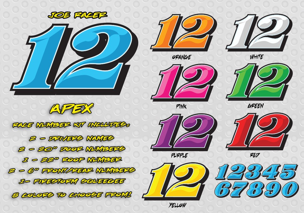 Race Car Numbers Package – Vinyl Decals IMCA Modified Late Model Street Stock
