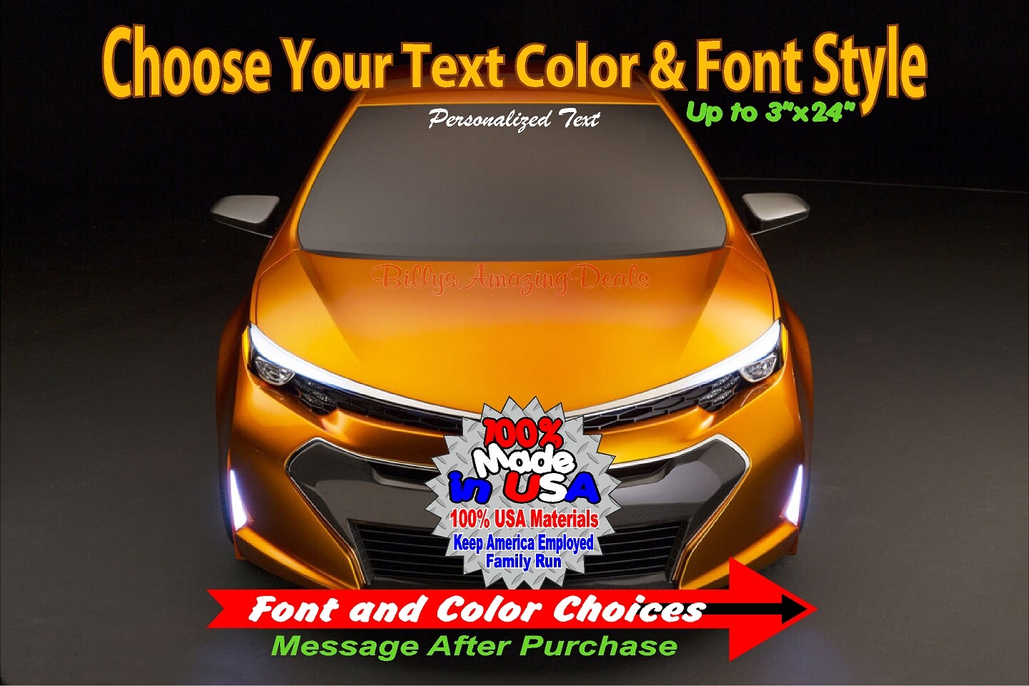 3×24 Custom Text Personalized Name Decal Car Door Windshield Window Body Sticker