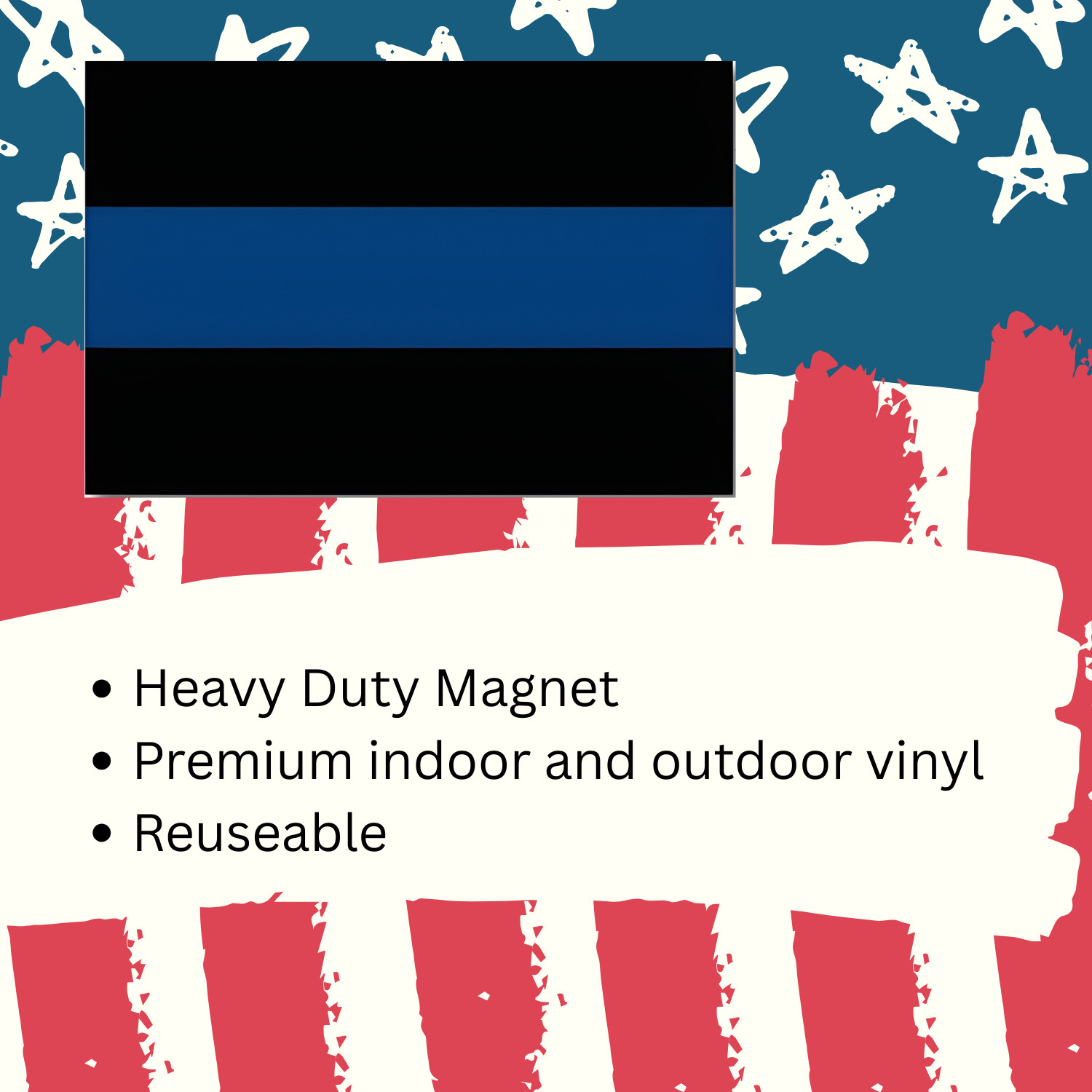 Thin Blue Line Heavy Duty Magnet Black and Blue – 4″ x 6″ Cars Trucks Outdoors