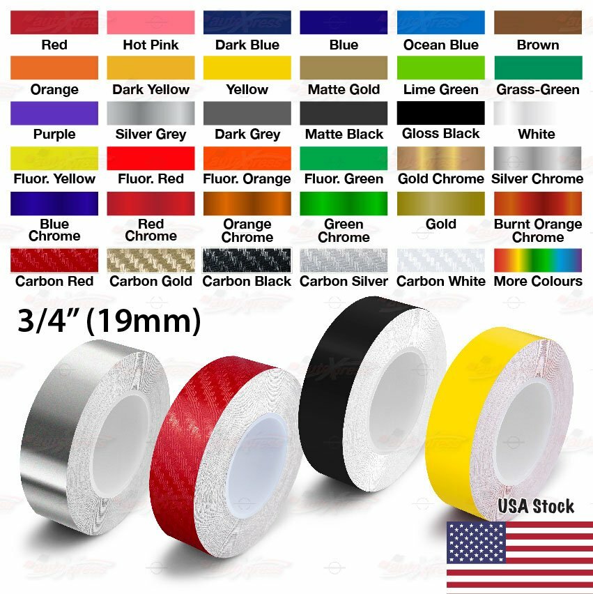 3/4″ Roll Vinyl Pinstriping Pin Stripe Solid Line Car Tape Decal Stickers 19mm