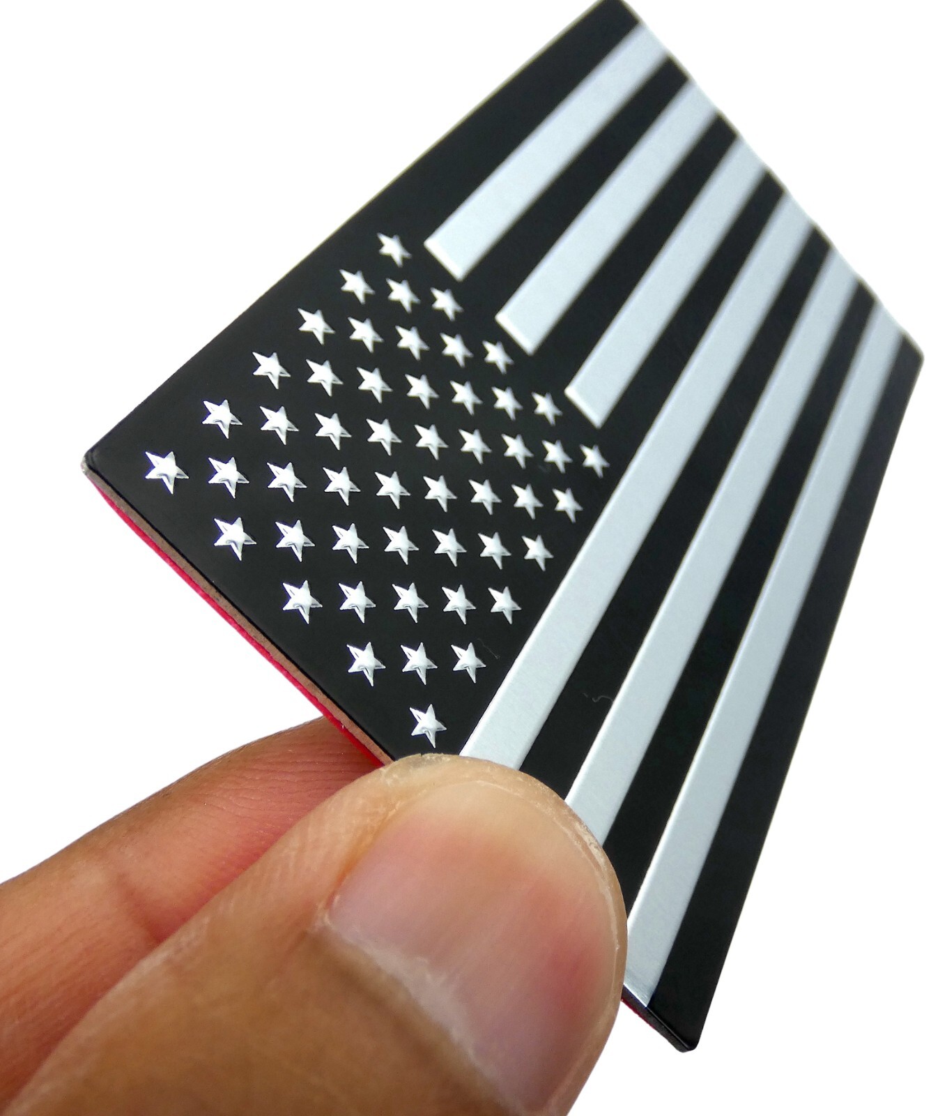ALUMINUM American Flag Decal Sticker Car, Motorcycle, Patriotic Black/Silver