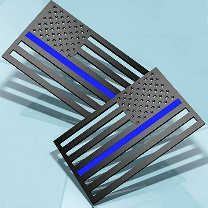 5″x 3″ Thin Blue Flag Fender Emblem Sticker Forward & Reverse Set Acrylic