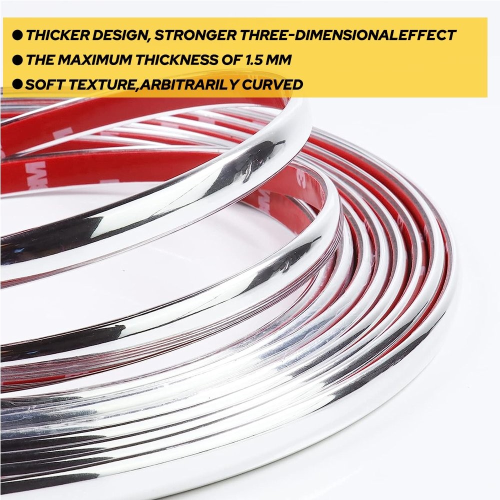 Chrome 10mm Trim Molding Strip Car Door Window Bumper Side Trime Protector 25f D
