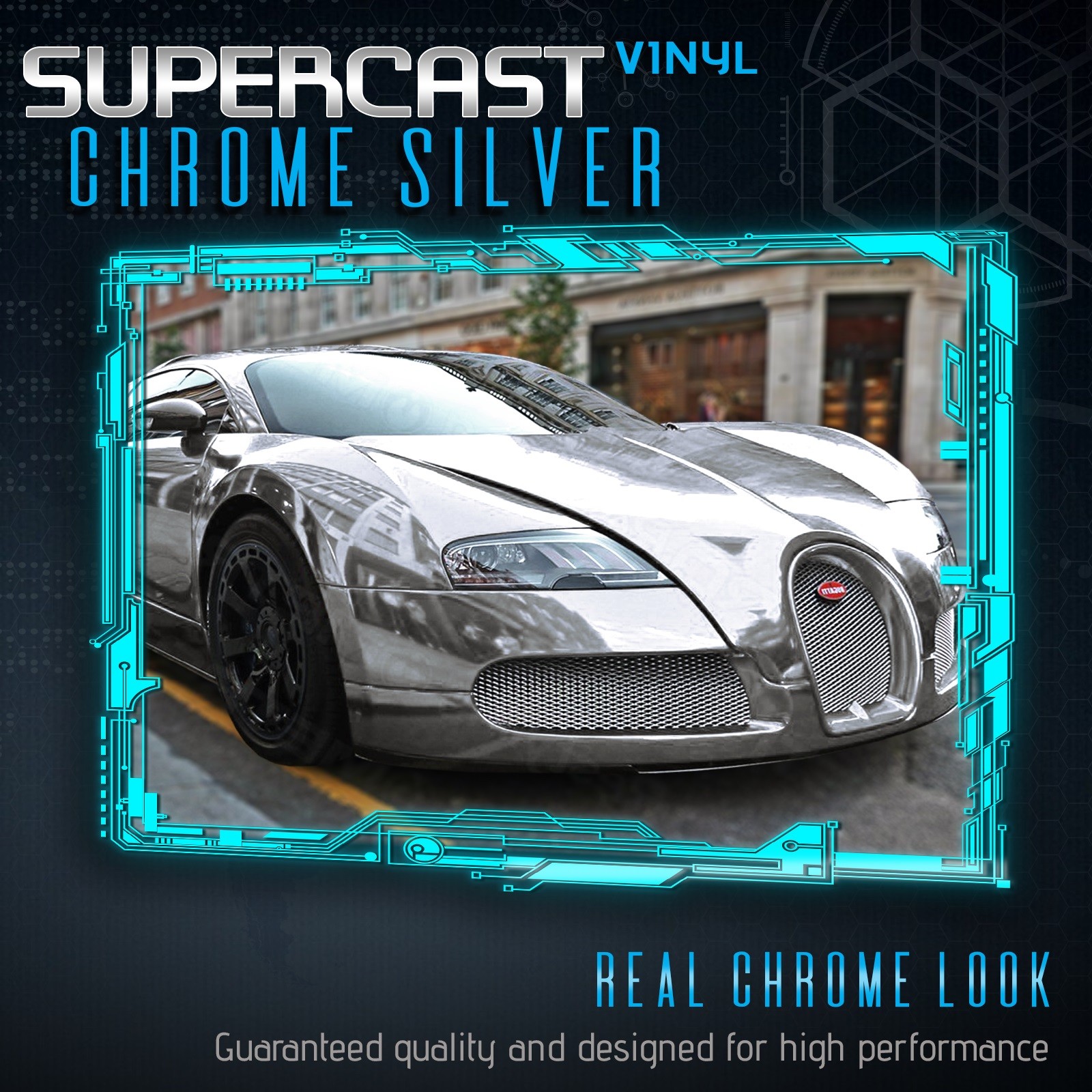 Supercast Flex Stretch Mirror Chrome Vinyl Wrap Sticker Roll Air Release Silver