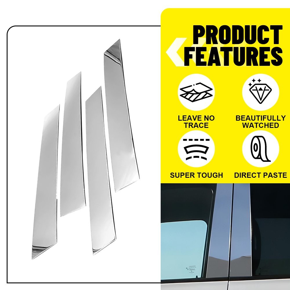 8PC Stainless Chrome Steel Pillar Trims Post Covers for PC 2019-2025 Toyota RAV4