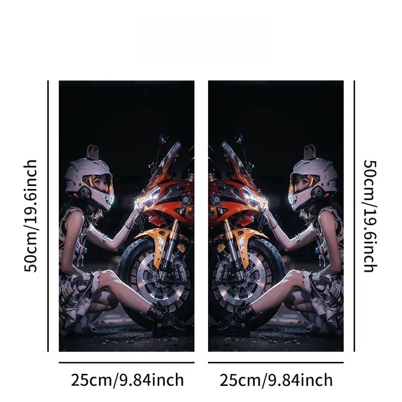2pcs Sexy motorcycle beauty Car Center Pillar Sticker B-pillar Film Decor