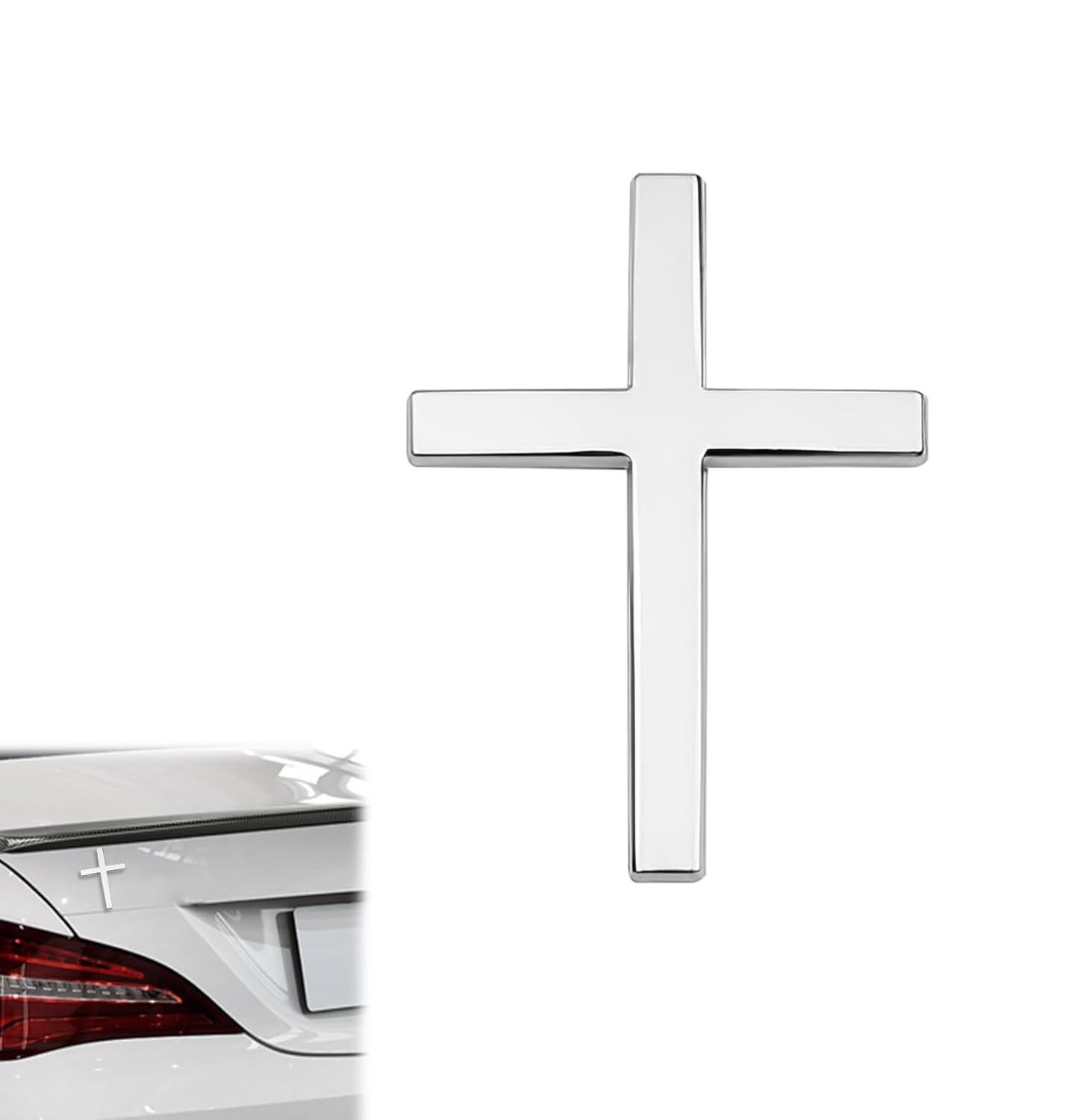 Metal Jesus Christian Badge Stickers,Cross Emblems for Car,Self-Adhesive(Silver)
