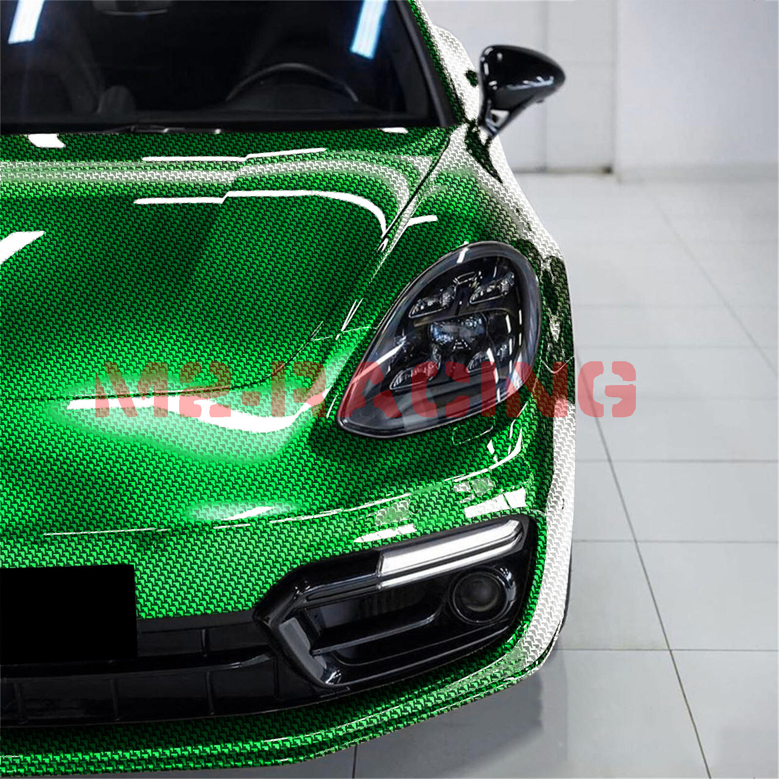 PET Squadron Carbon Fiber Gloss Emerald Green Car Vehicle Vinyl Wrap Decal Sheet