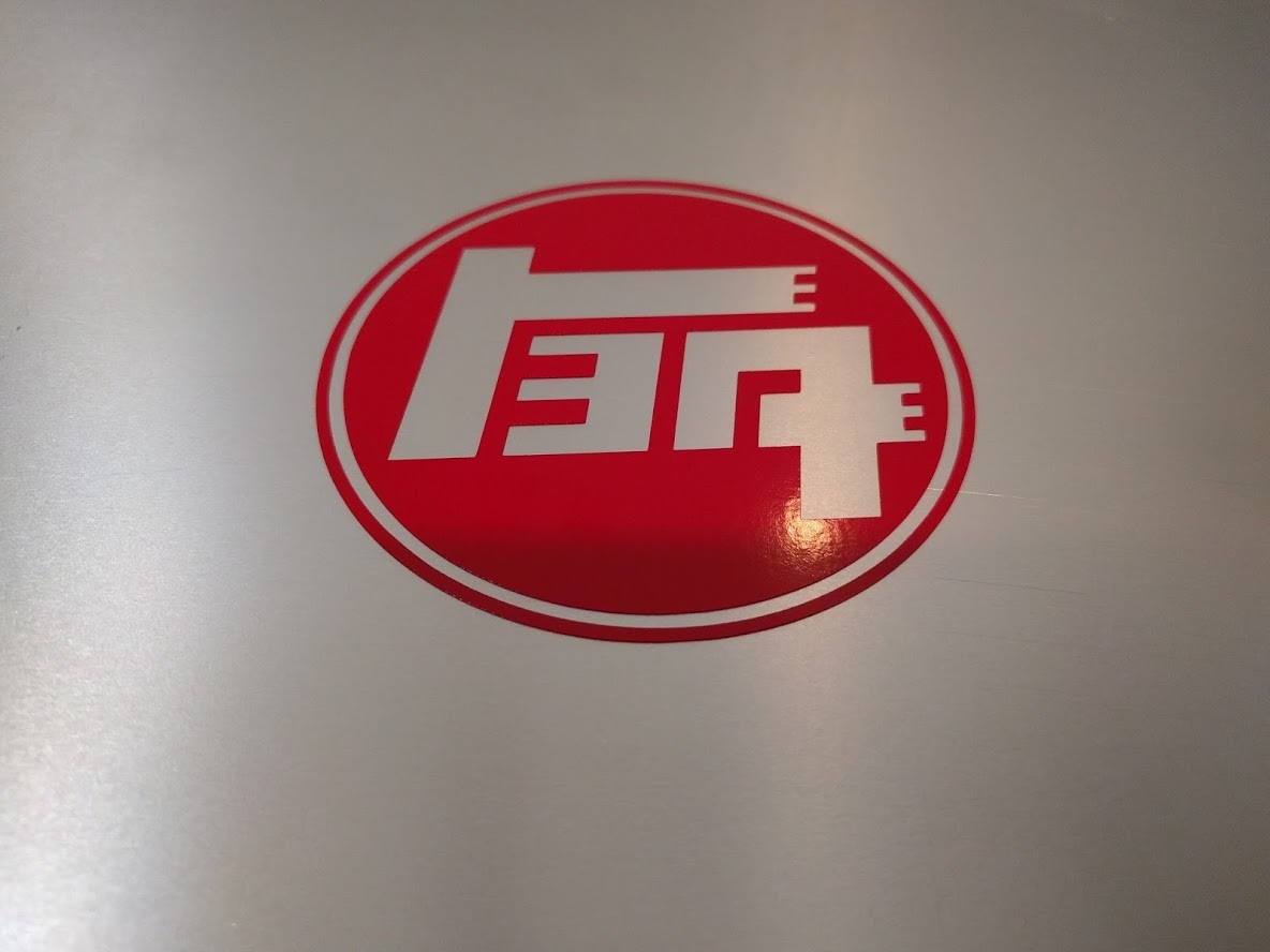 4 pack 1930’s TEQ Logo Vinyl Decal Sticker Gloss Red 2″ x 2″ (5cm x 5cm)