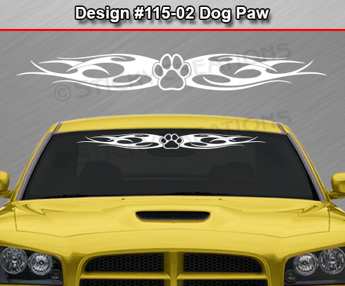 115-02 DOG PAW PRINT Windshield Decal Window Sticker Vinyl Graphic Dog Lover Car