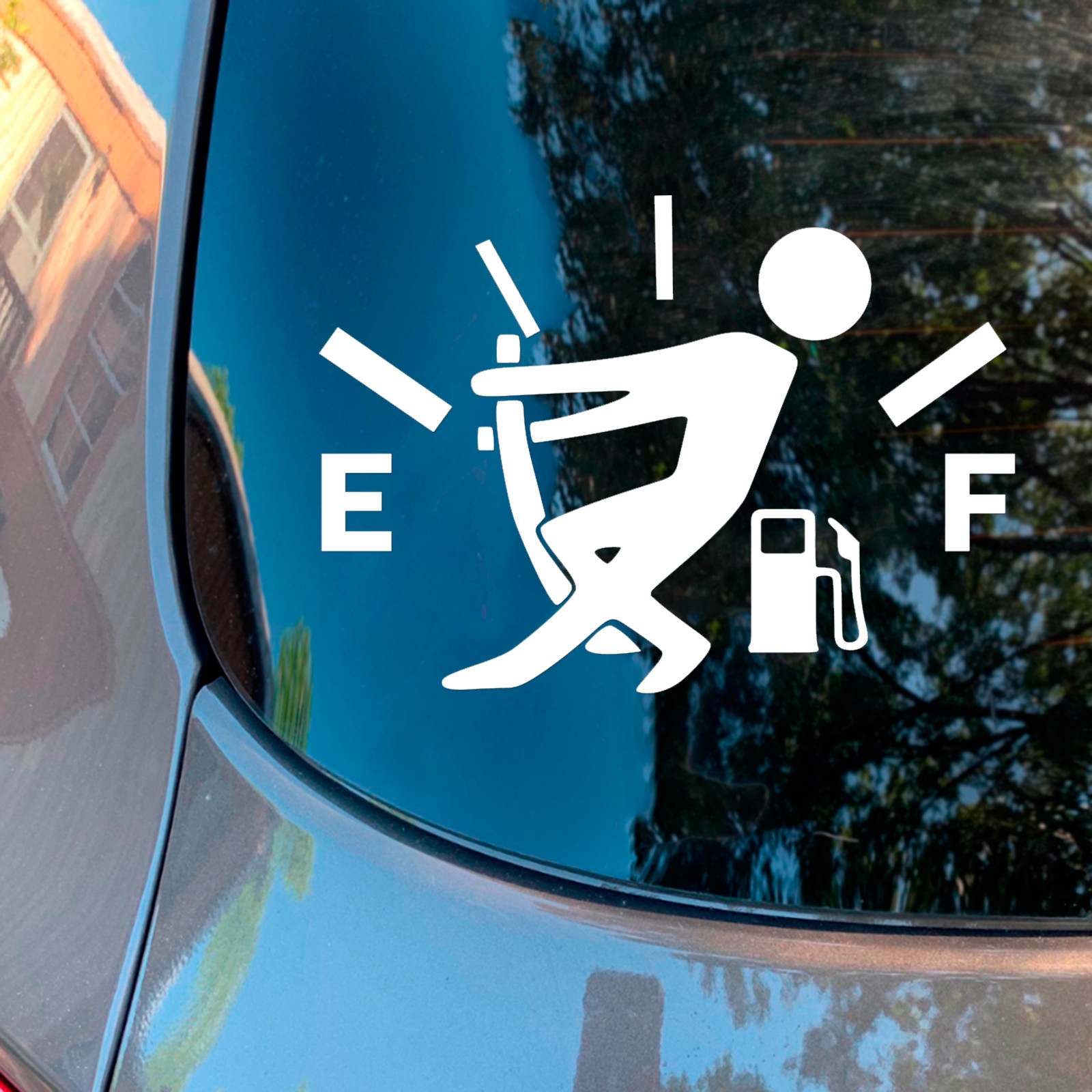 Low Gas Guy Funny Vinyl Decal Car Truck Sticker | Stickman Fuel Door Gauge JDM