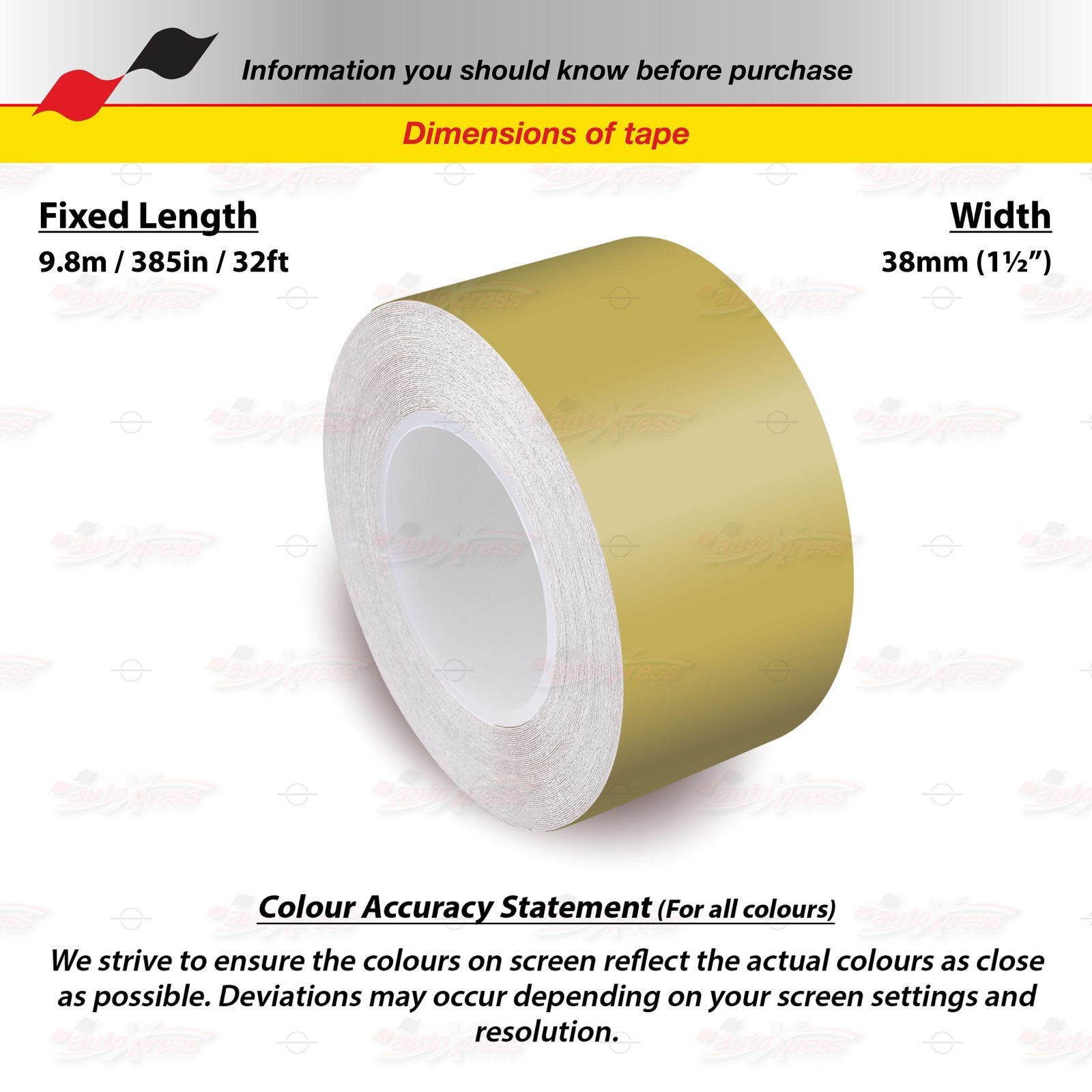1-1/2″ Roll Vinyl Pinstriping Pin Stripe Line Tape Decal Sticker 38mm MATTE GOLD