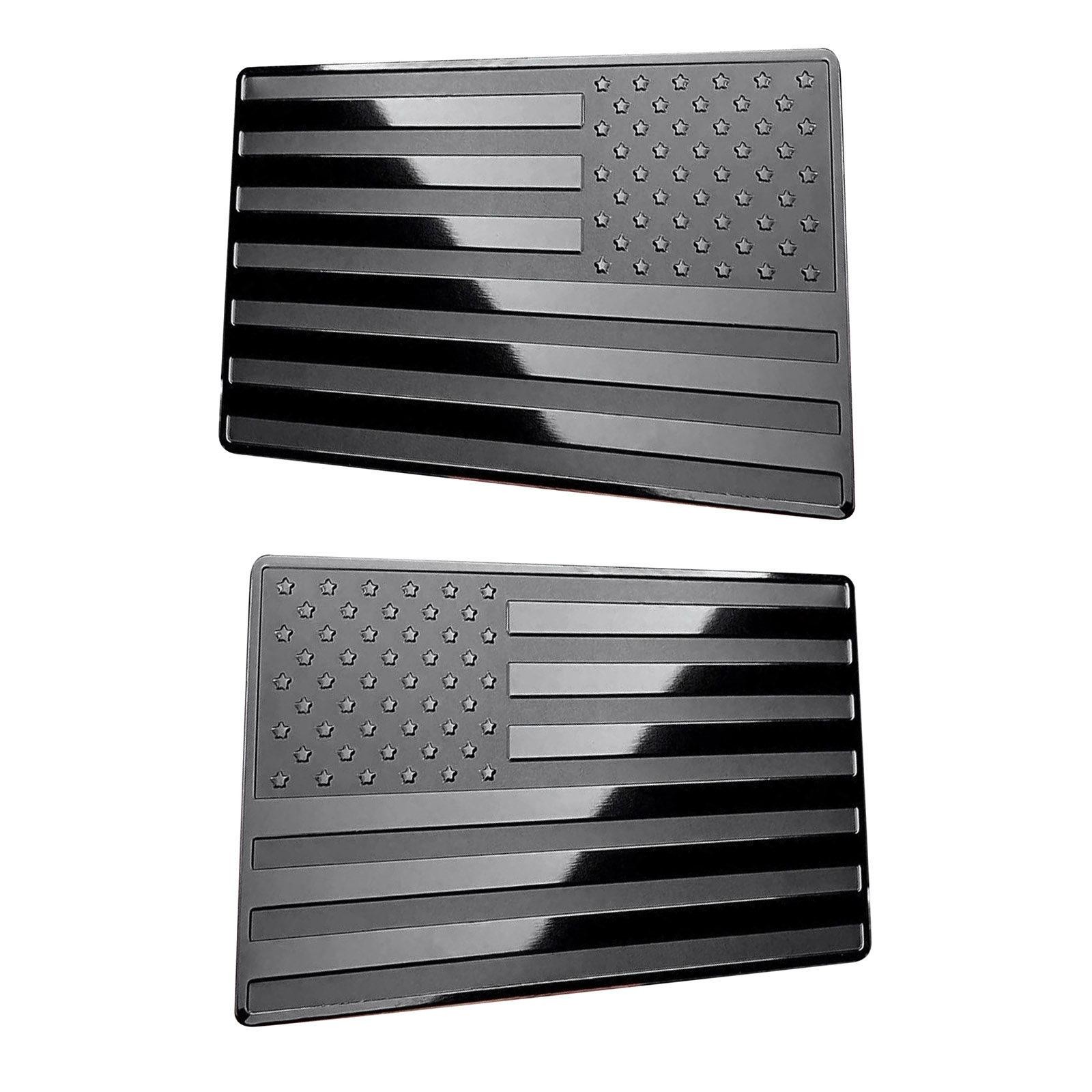 2Pc Aluminum American Flag Sticker Car Emblem Badge Motorcycle Stickers Exterior