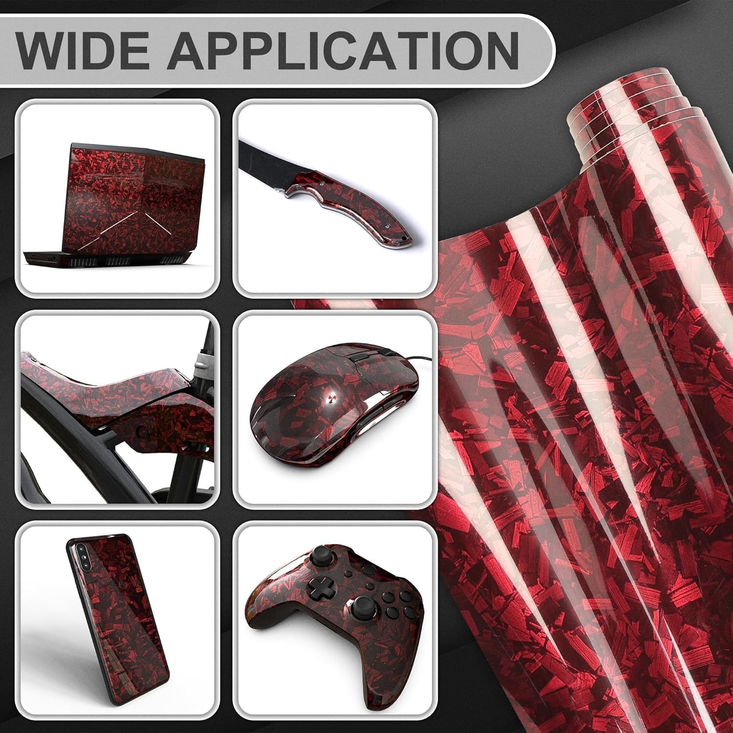 DIY Self-Adhesive Forged Carbon Wrap Film 1ft x 5ft With Installation Tools