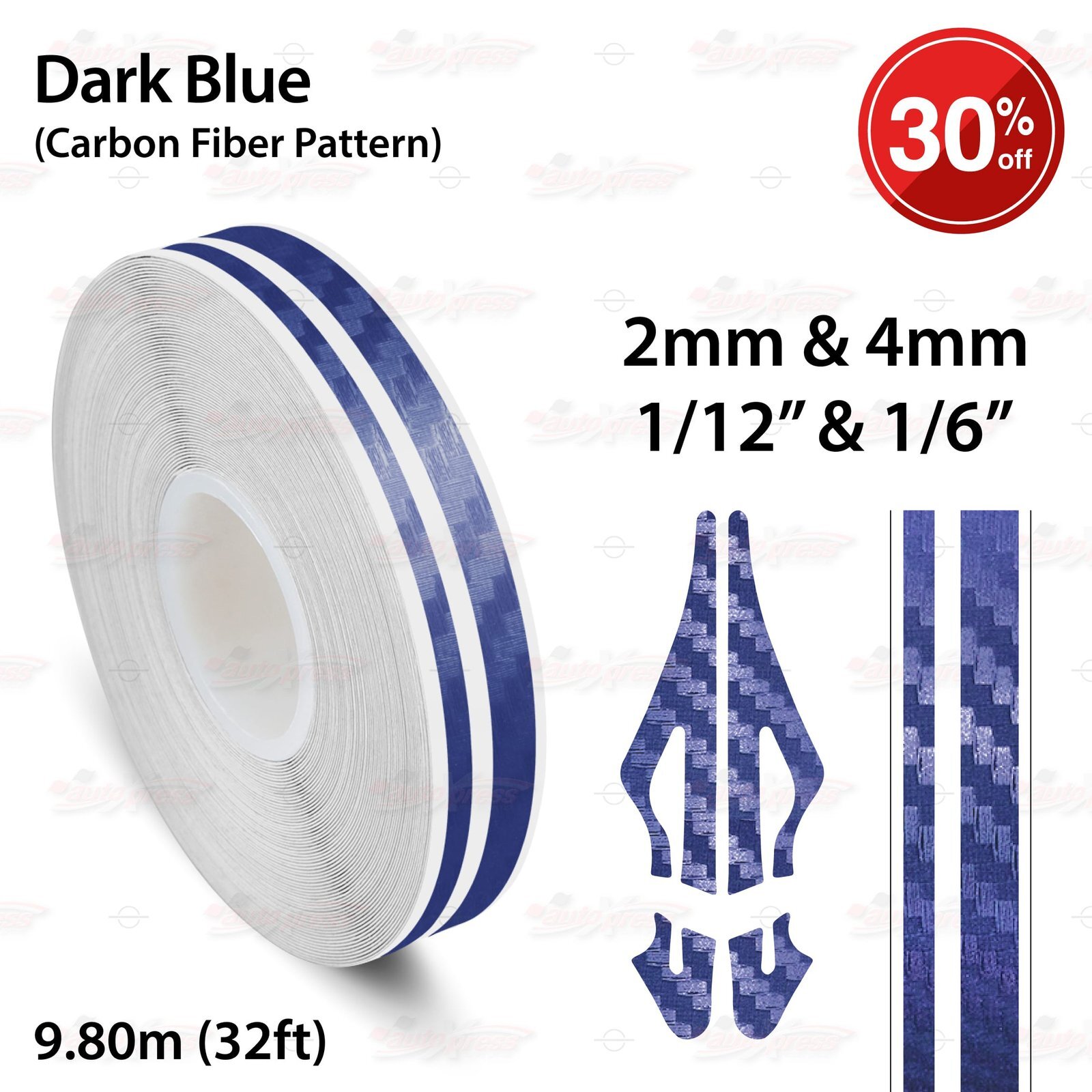 PinStriping Pin Stripe Adhesive Tape Decal Vinyl Sticker CARBON FIBER DARK BLUE