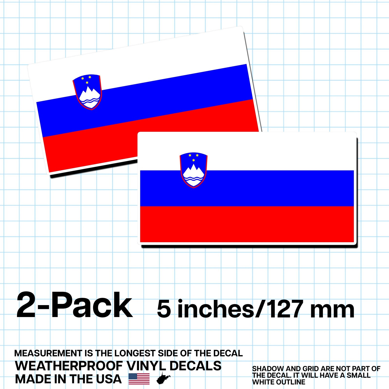 Slovenia Flag Sticker 5″ 2-Pack – SI Decal – Slovenian Pride Vinyl