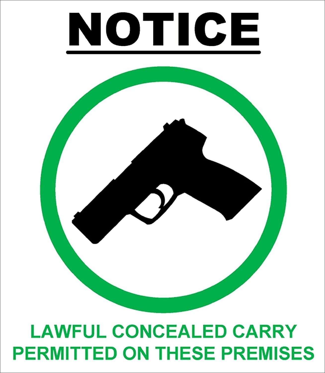 5×6 inch Notice Lawful Concealed Carry Permitted Sticker (Business Gun Owner us)